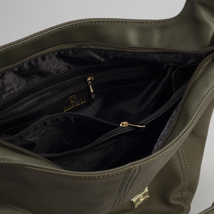 Сумка женская на молнии, 1 отдел с перегородкой, наружный карман, цвет олива