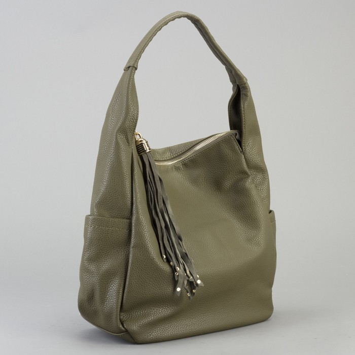 Сумка женская на молнии, 1 отдел с перегородкой, 3 наружных кармана, цвет олива