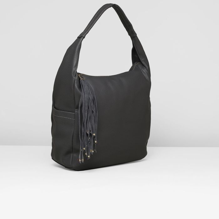 Сумка женская на молнии, 1 отдел с перегородкой, 3 наружных кармана, цвет серый