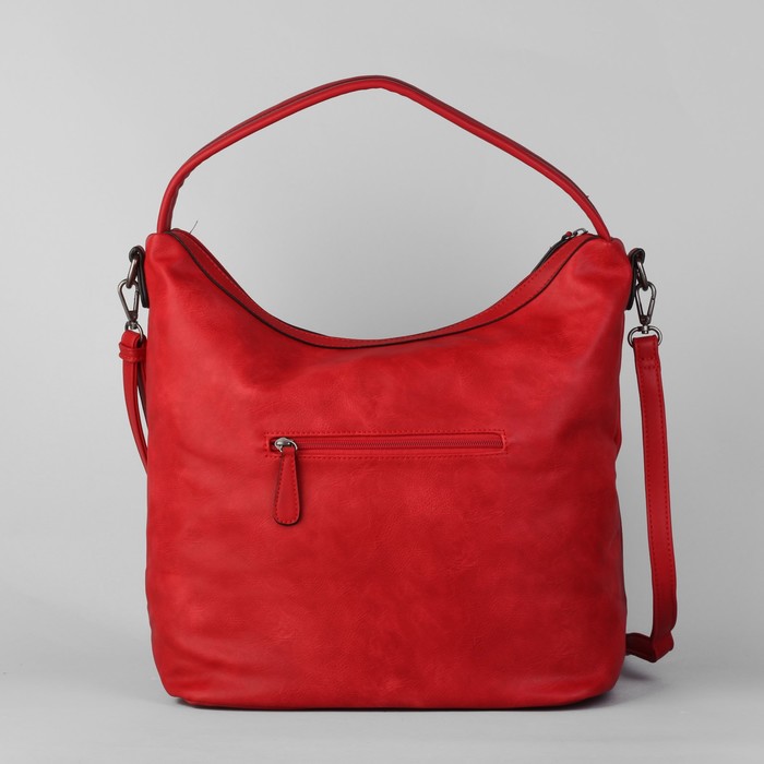Сумка женская, 1 отдел с перегородкой, 3 наружных кармана, длинный ремень, цвет красный