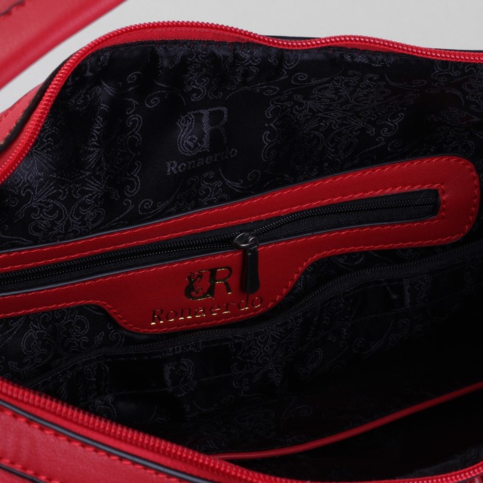 Сумка женская, 1 отдел с перегородкой, 3 наружных кармана, длинный ремень, цвет красный