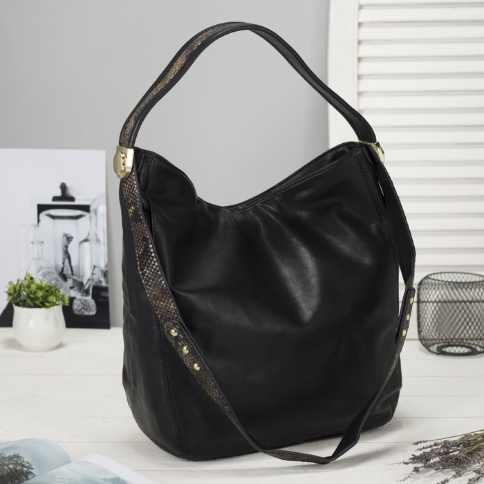 Сумка женская на молнии, 1 отдел с перегородкой, наружный карман, цвет чёрный