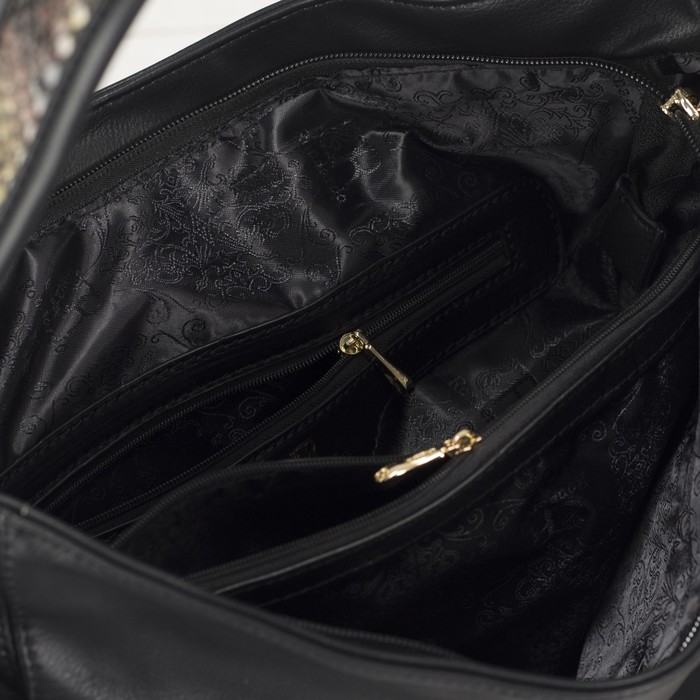 Сумка женская на молнии, 1 отдел с перегородкой, наружный карман, цвет чёрный