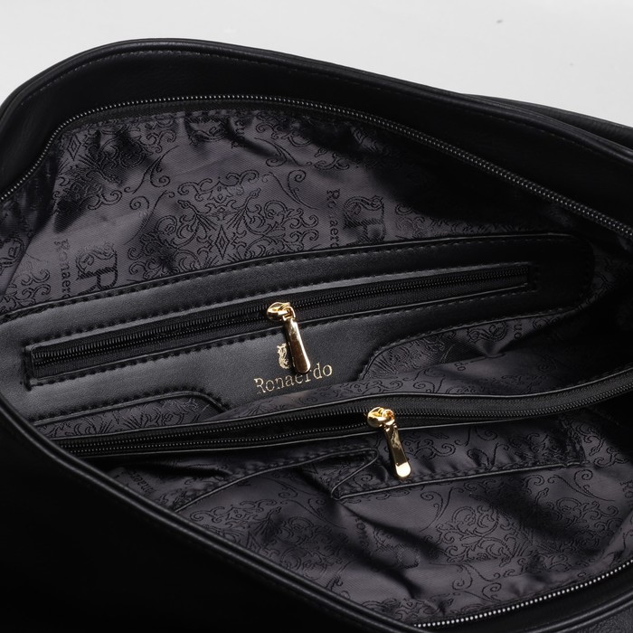 Сумка женская на молнии, 1 отдел с перегородкой, наружный карман, цвет чёрный