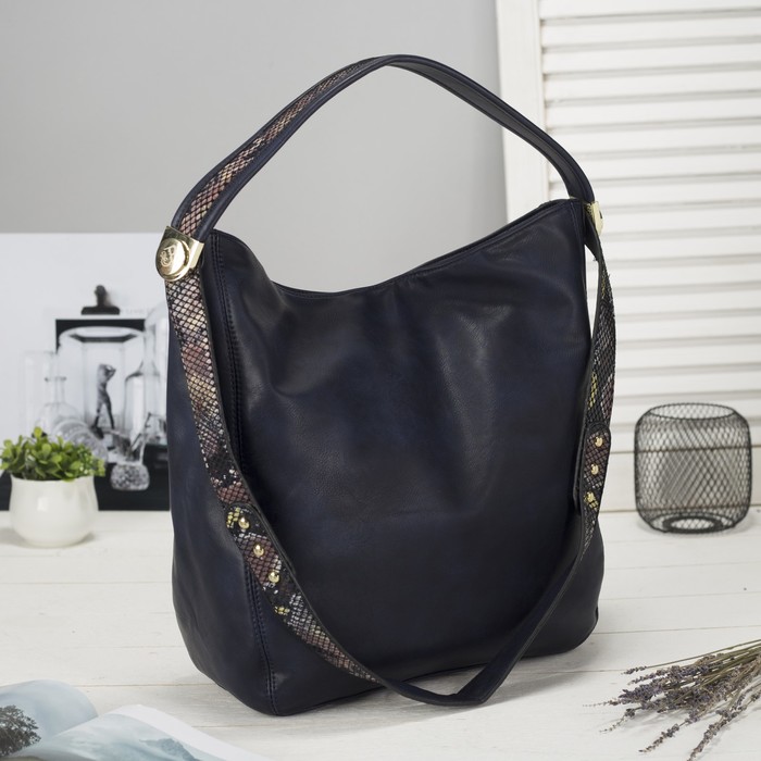 Сумка женская на молнии, 1 отдел с перегородкой, наружный карман, цвет синий