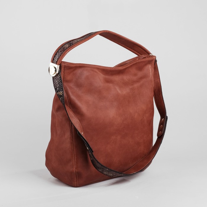 Сумка женская на молнии, 1 отдел с перегородкой, наружный карман, цвет рыжий