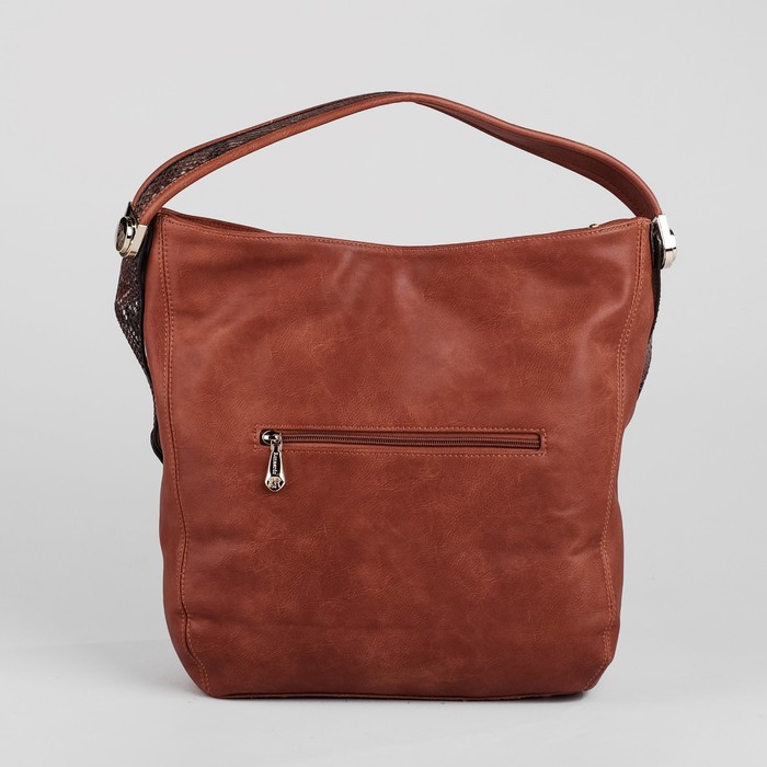 Сумка женская на молнии, 1 отдел с перегородкой, наружный карман, цвет рыжий