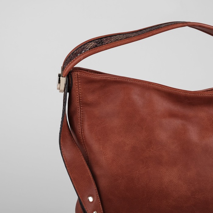 Сумка женская на молнии, 1 отдел с перегородкой, наружный карман, цвет рыжий