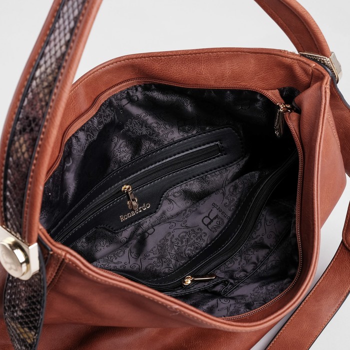 Сумка женская на молнии, 1 отдел с перегородкой, наружный карман, цвет рыжий