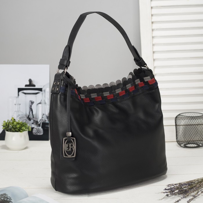 Сумка женская на молнии, 1 отдел с перегородкой, наружный карман, цвет чёрный