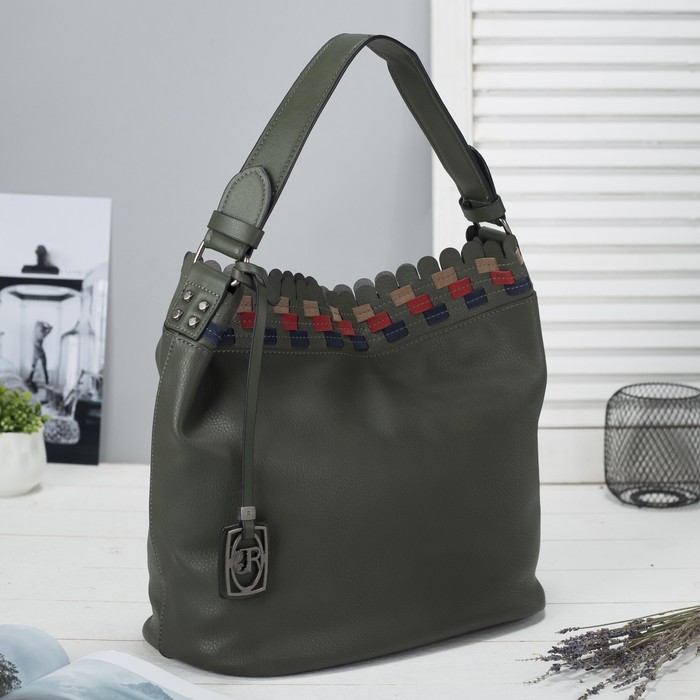 Сумка женская на молнии, 1 отдел с перегородкой, наружный карман, цвет зелёный