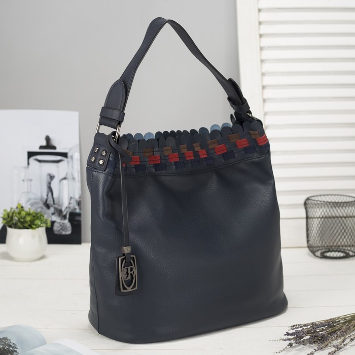 Сумка женская на молнии, 1 отдел с перегородкой, наружный карман, цвет синий