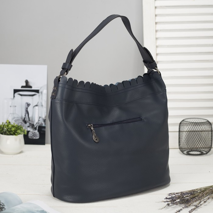 Сумка женская на молнии, 1 отдел с перегородкой, наружный карман, цвет синий