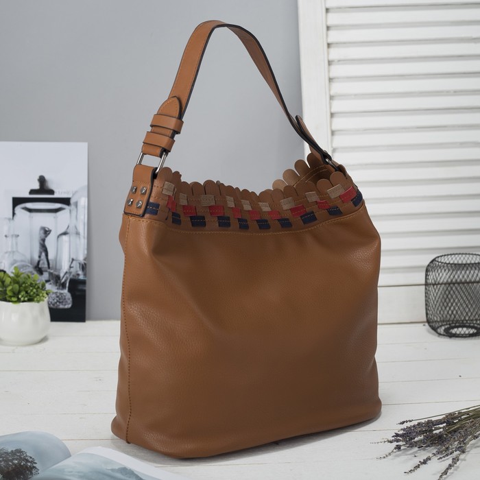 Сумка женская на молнии, 1 отдел с перегородкой, наружный карман, цвет рыжий