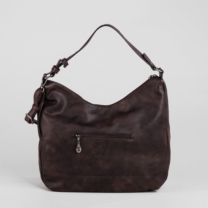 Сумка женская, 1 отдел с перегородкой, 2 наружных кармана, длинный ремень, цвет коричневый