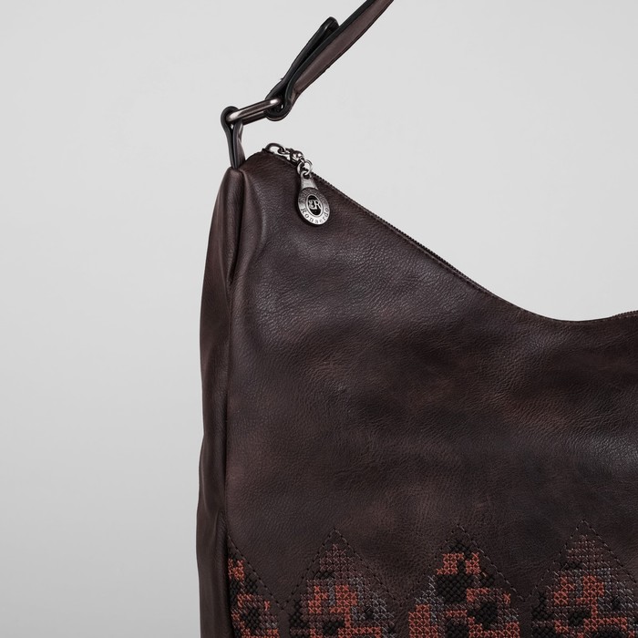 Сумка женская, 1 отдел с перегородкой, 2 наружных кармана, длинный ремень, цвет коричневый