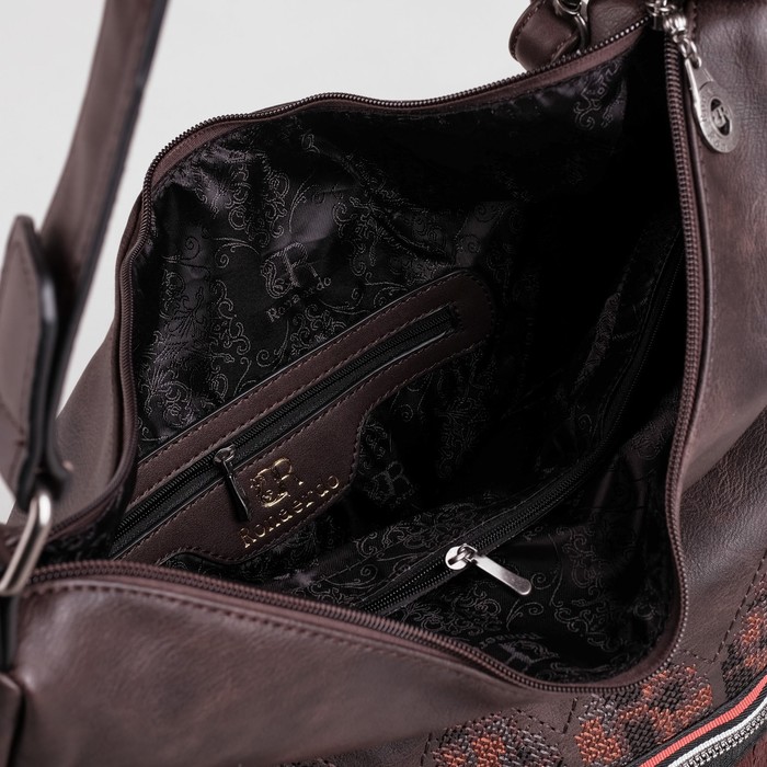 Сумка женская, 1 отдел с перегородкой, 2 наружных кармана, длинный ремень, цвет коричневый