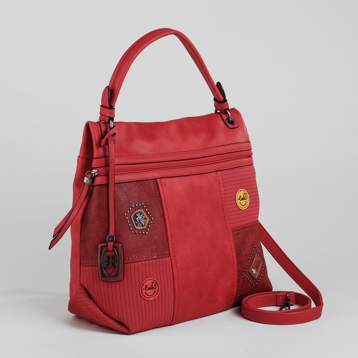 Сумка женская на молнии, 1 отдел, наружный карман, длинный ремень, цвет красный