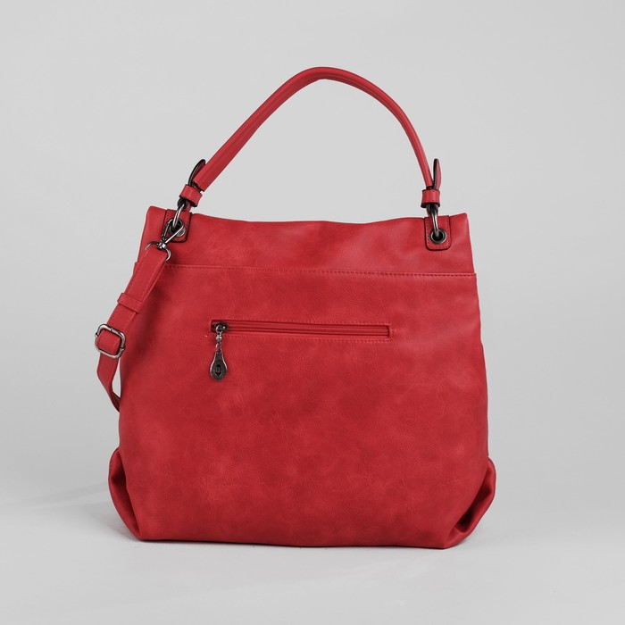 Сумка женская на молнии, 1 отдел, наружный карман, длинный ремень, цвет красный