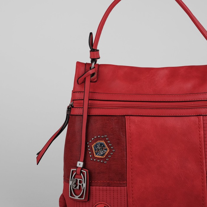 Сумка женская на молнии, 1 отдел, наружный карман, длинный ремень, цвет красный