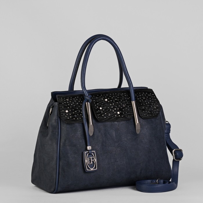 Сумка женская, 1 отдел с перегородкой, наружный карман, длинный ремень, цвет синий