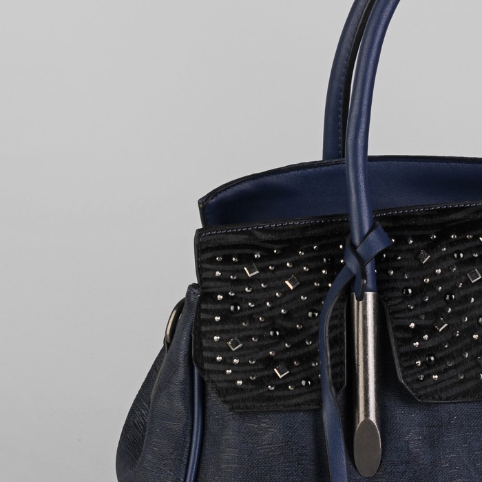 Сумка женская, 1 отдел с перегородкой, наружный карман, длинный ремень, цвет синий