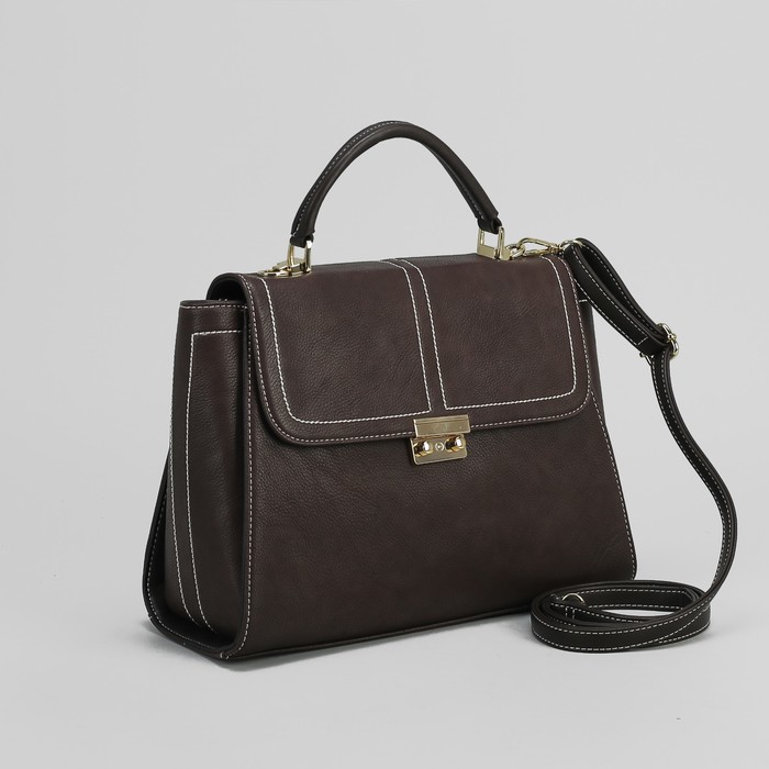 Сумка женская, 1 отдел с перегородкой, наружный карман, длинный ремень, цвет кофе