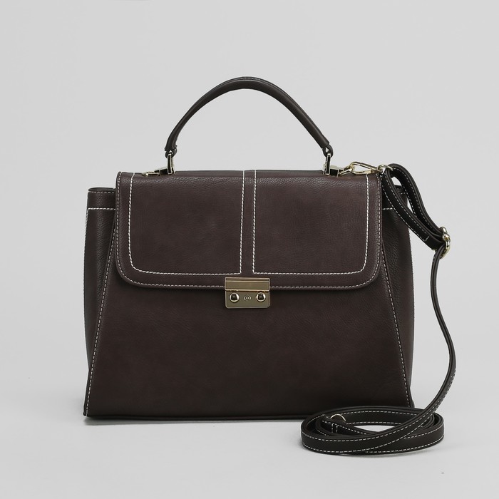 Сумка женская, 1 отдел с перегородкой, наружный карман, длинный ремень, цвет кофе