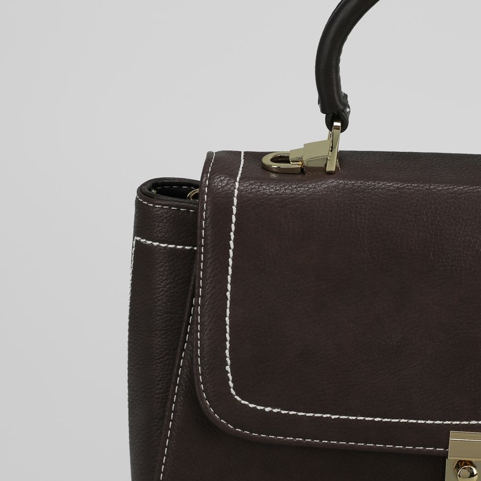 Сумка женская, 1 отдел с перегородкой, наружный карман, длинный ремень, цвет кофе