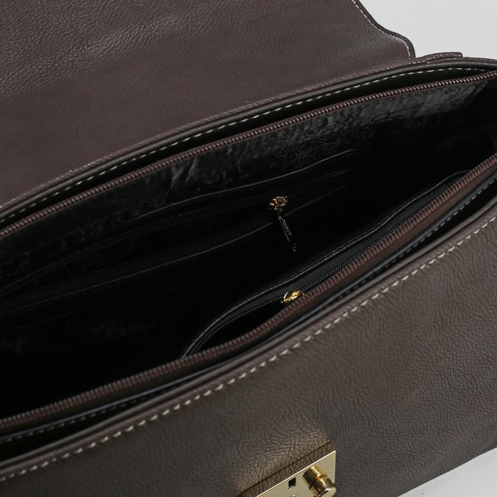 Сумка женская, 1 отдел с перегородкой, наружный карман, длинный ремень, цвет кофе