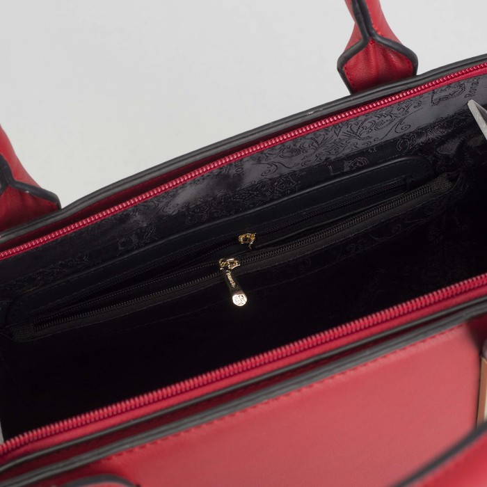 Сумка женская на молнии, 1 отдел, наружный карман, длинный ремень, цвет красный