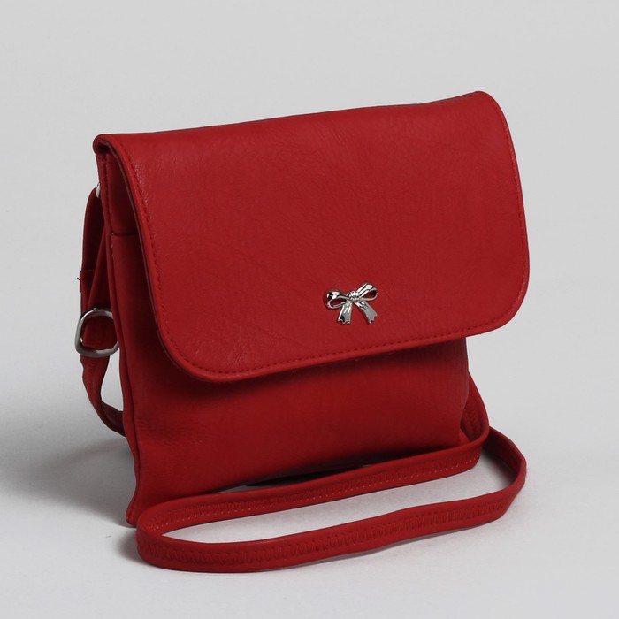 Сумка женская на молнии, 1 отдел, наружный карман, длинный ремень, цвет красный