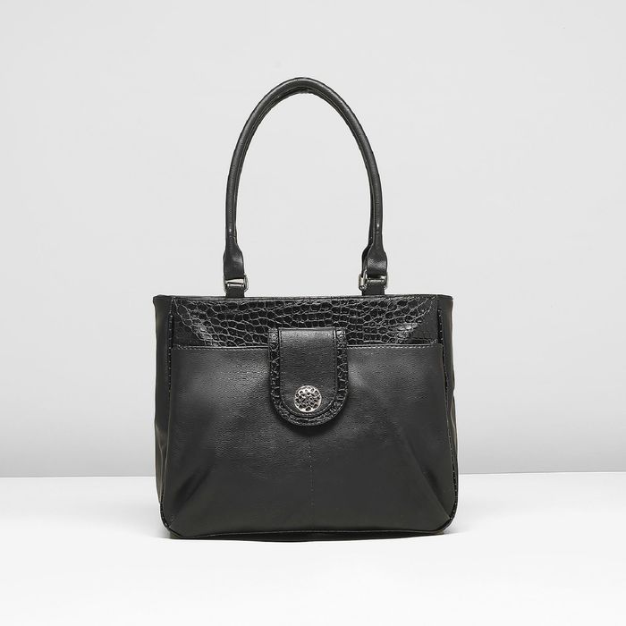 Сумка женская на молнии, 1 отдел, 3 наружных кармана, цвет чёрный