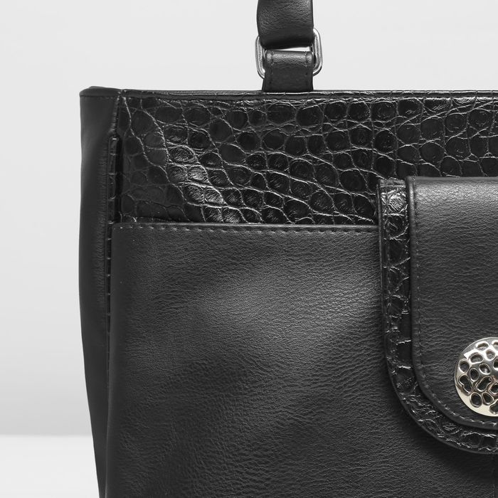 Сумка женская на молнии, 1 отдел, 3 наружных кармана, цвет чёрный