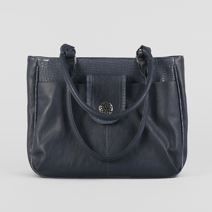 Сумка женская на молнии, 1 отдел, 3 наружных кармана, цвет синий