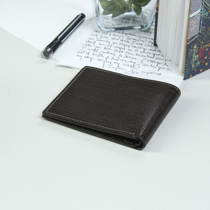 Кошелёк мужской, 3 отдела, для карт, цвет коричневый