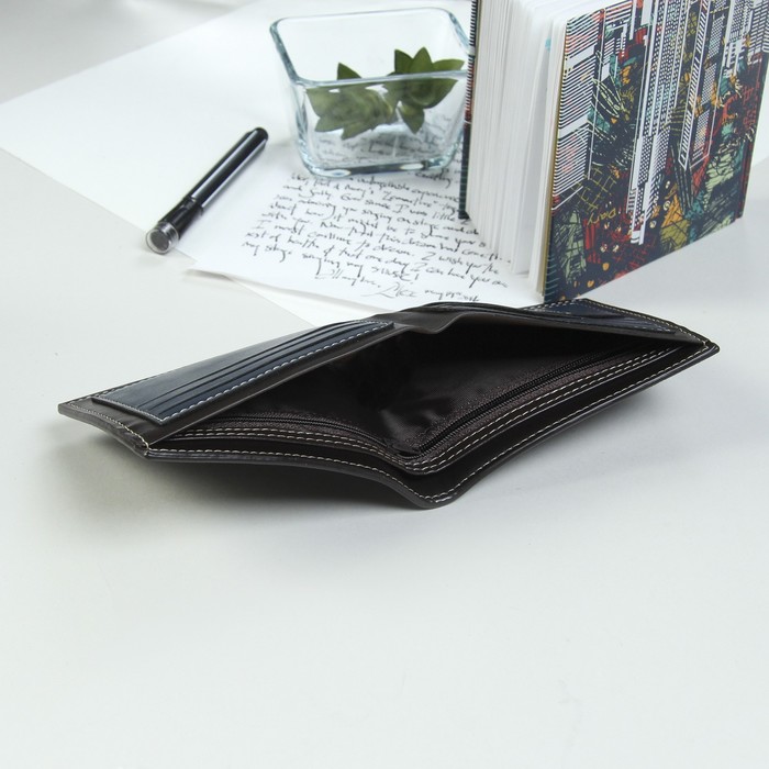 Кошелёк мужской, 3 отдела, для карт, цвет коричневый