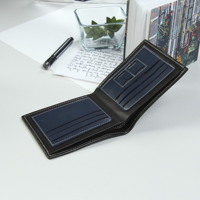 Кошелёк мужской, 3 отдела, для карт, цвет коричневый