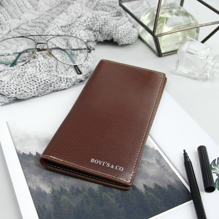 Кошелёк мужской, 2 отдела, для карт, для монет, цвет коричневый