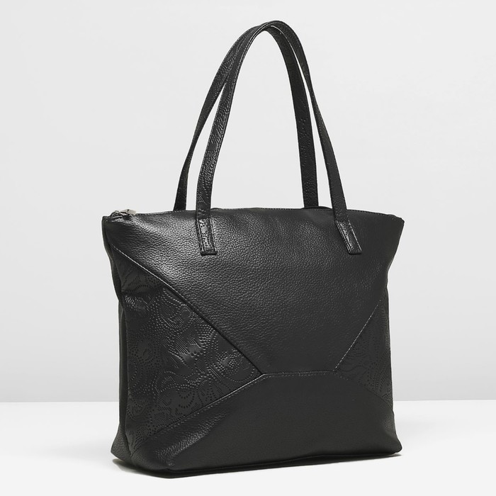 Сумка женская на молнии, 1 отдел, наружный карман, цвет чёрный