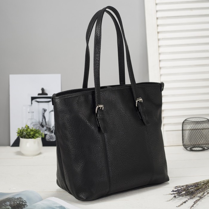 Сумка женская на молнии, 1 отдел с перегородкой, цвет чёрный