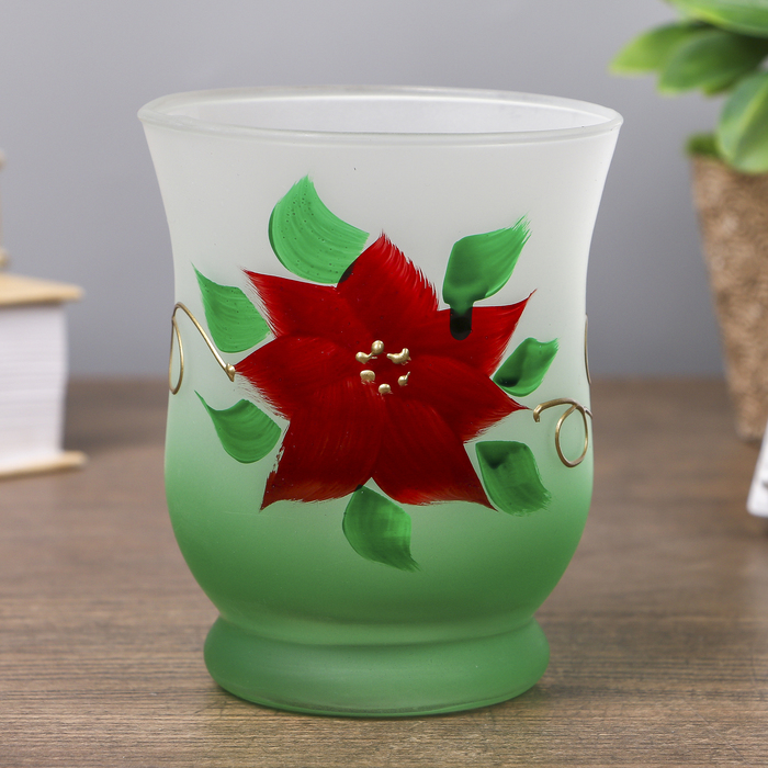 Подсвечник стекло "Рисованный цветок" 11х9х9 см