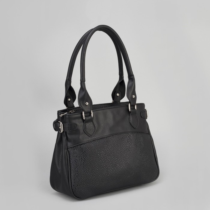 Сумка женская на молнии, 1 отдел, наружный карман, цвет чёрный