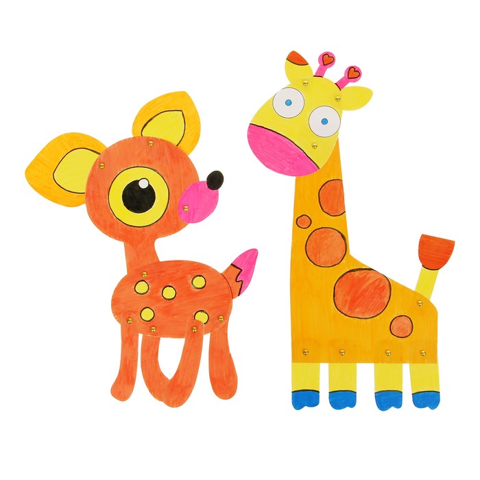 Раскраска-игрушка на шарнирах "Оленёнок и жираф"