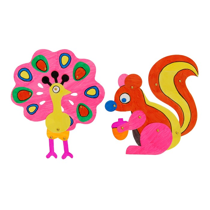 Раскраска-игрушка на шарнирах "Павлин и белочка"