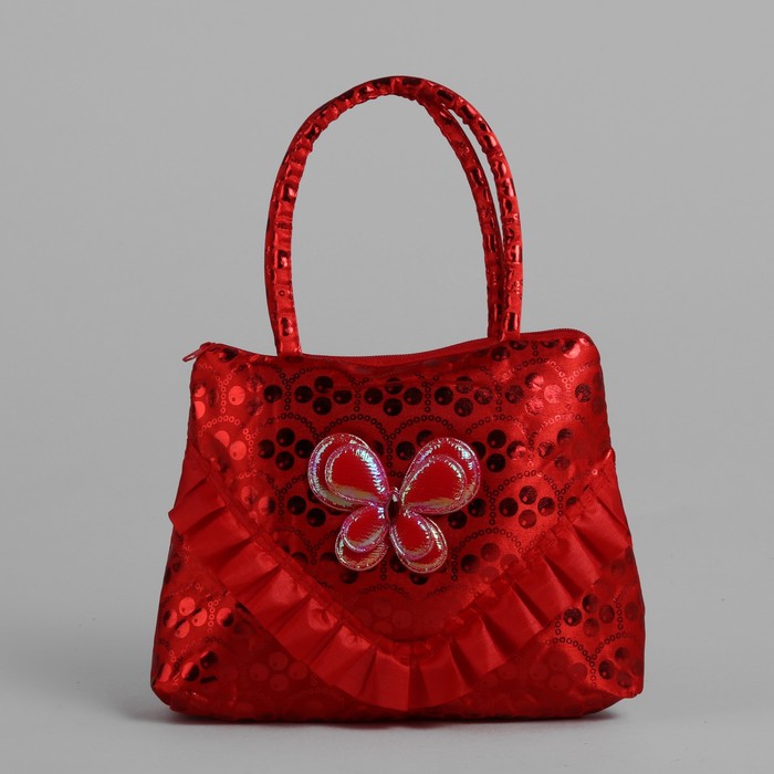 Сумка детская на молнии "Бабочка", 1 отдел, цвет красный