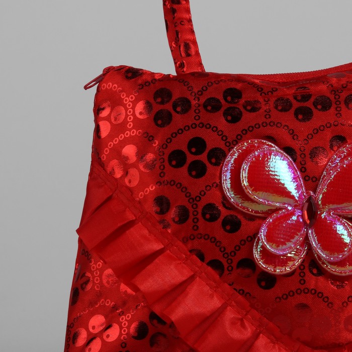 Сумка детская на молнии "Бабочка", 1 отдел, цвет красный