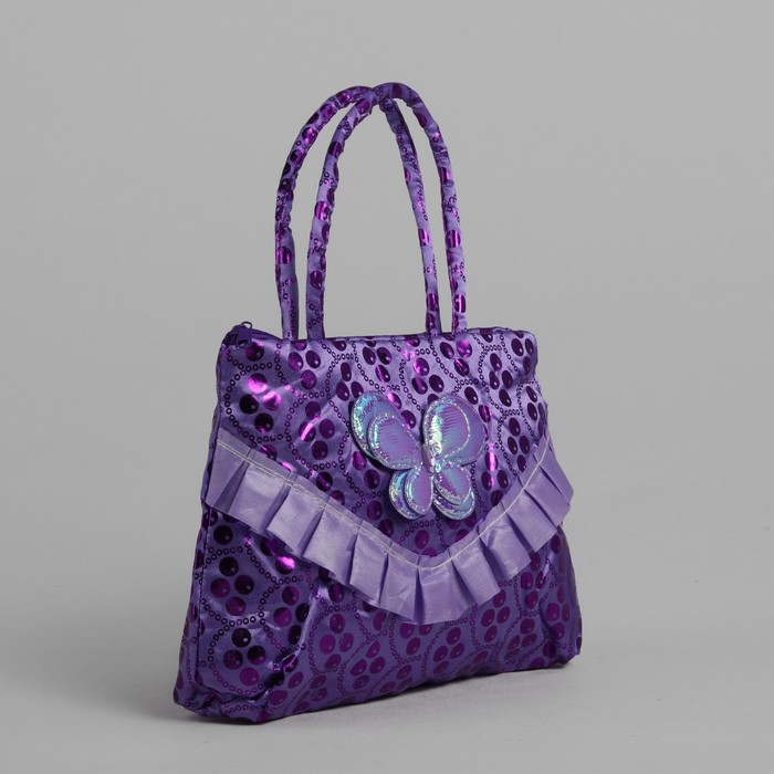 Сумка детская на молнии "Бабочка", 1 отдел, цвет фиолетовый