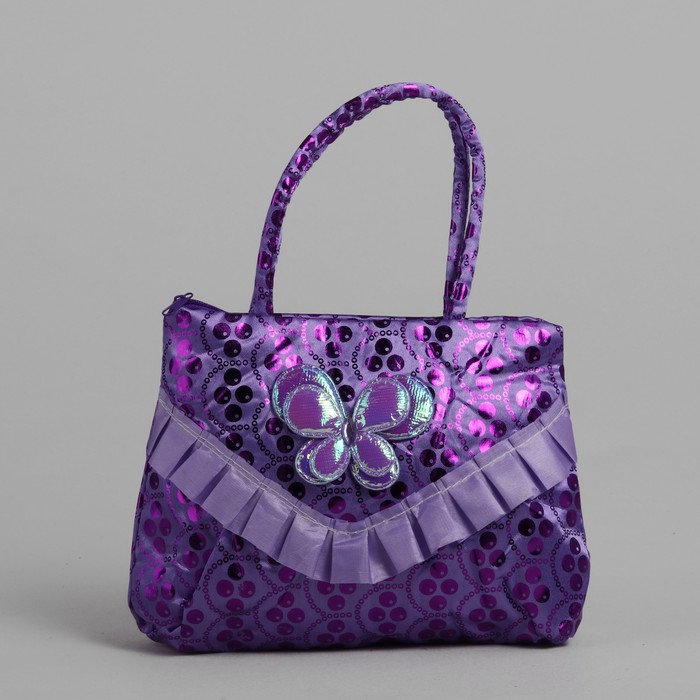 Сумка детская на молнии "Бабочка", 1 отдел, цвет фиолетовый