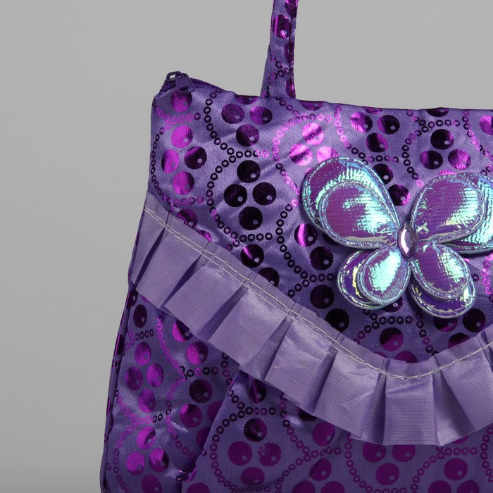 Сумка детская на молнии "Бабочка", 1 отдел, цвет фиолетовый